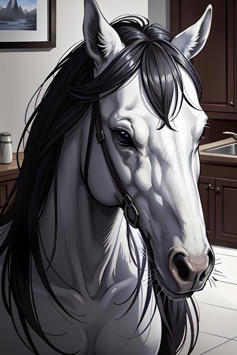 04077-3186496805-twin peaks poster by michael whelan and tomer hanuka, close up portrait of horse head in a kitchen, by makoto shinkai and thomas.png